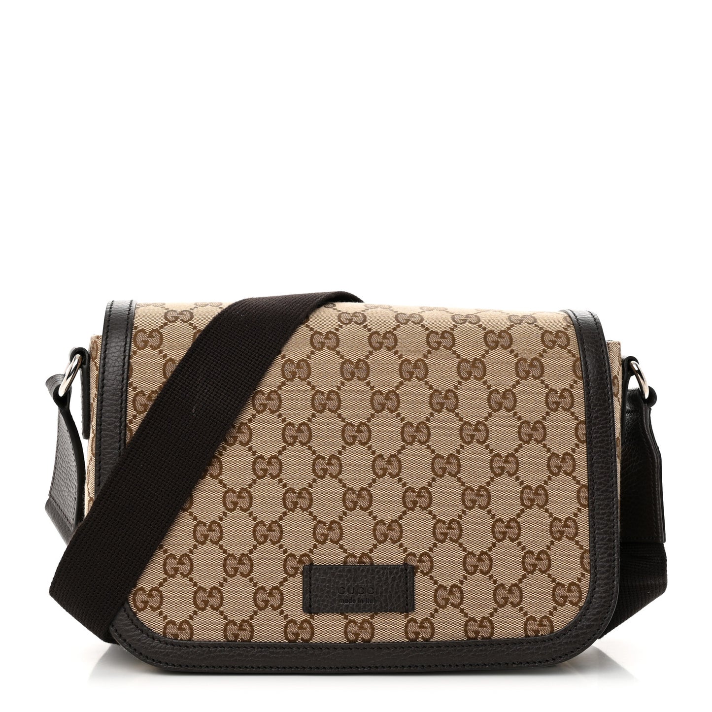 Monogram Flap Messenger Bag Beige Dark Brown