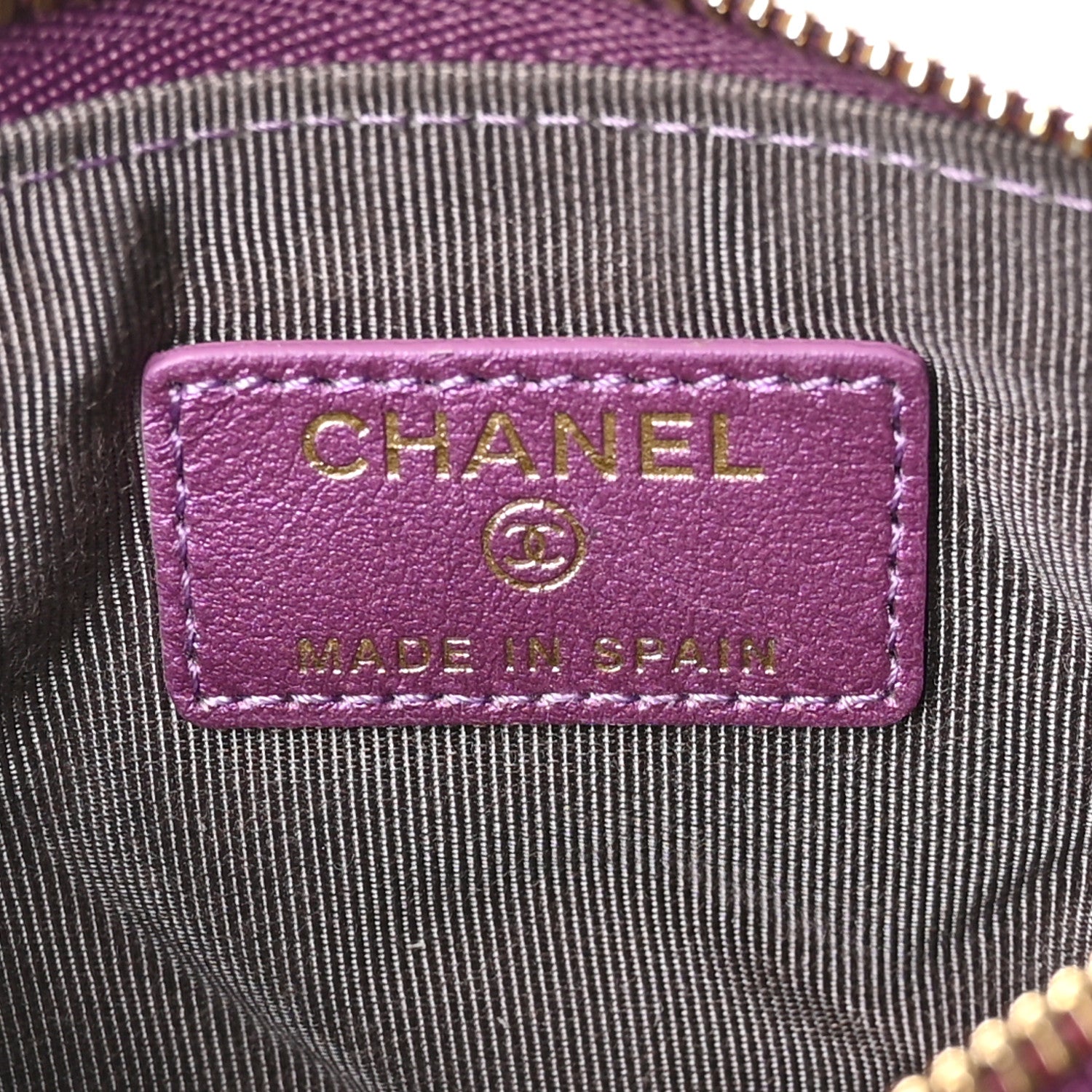 Chanel Iridescent Lambskin Quilted Small Cosmetic Case Purple 6 of 7