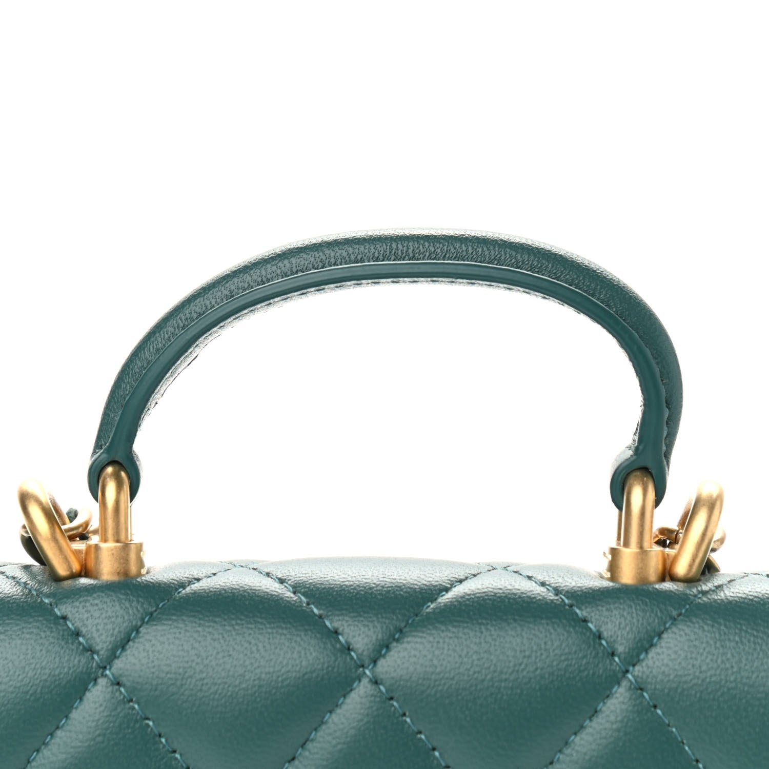Chanel Lambskin Quilted Top Handle Flap Coin Purse With Chain Green 9 of 11
