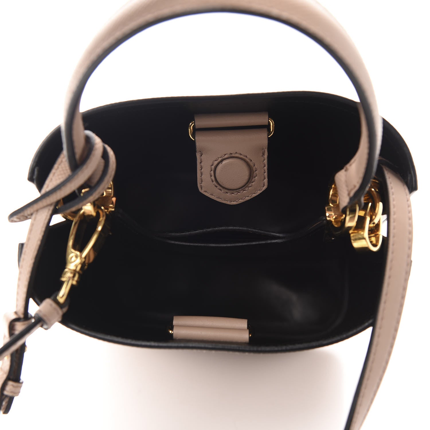 Prada Saffiano Cuir Calfskin Small Panier Bucket Bag Cipria Black 5 of 9