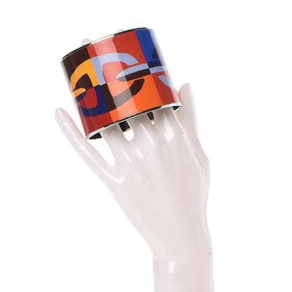 Hermes Enamel Printed Mega Wide Optique Chaine D'Ancre Bracelet 70 2 of 8