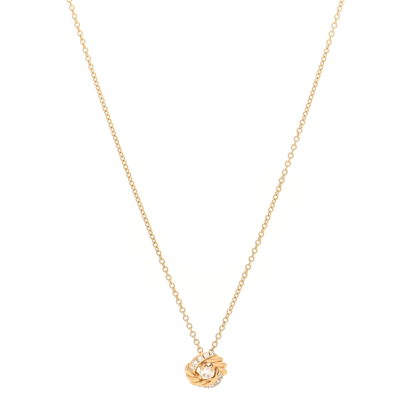 18K Yellow Gold Diamond 8mm Petite Infinity Pendant Necklace