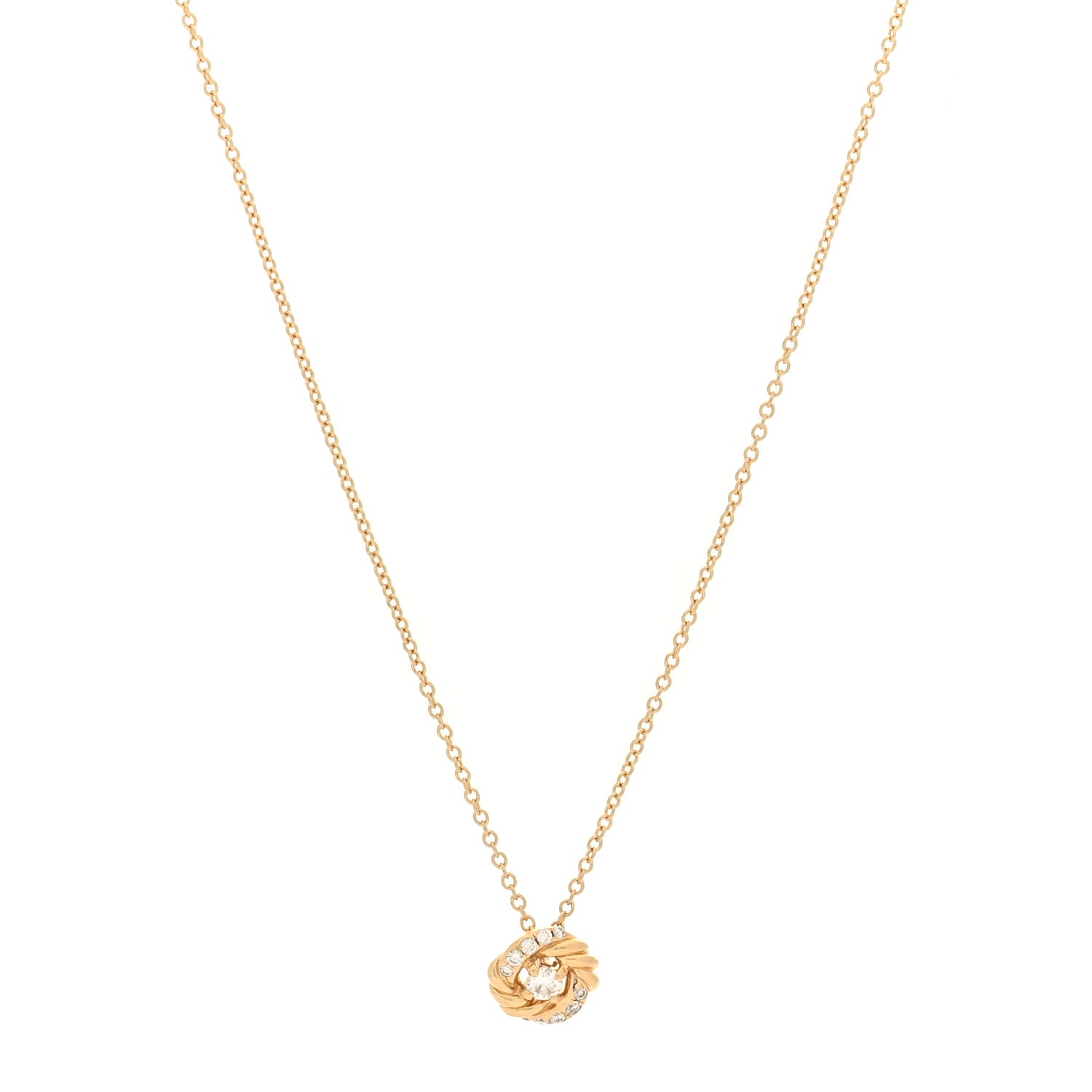 David Yurman 18K Yellow Gold Diamond 8mm Petite Infinity Pendant Necklace 1 of 4