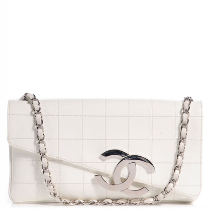 Chanel Patent Square Stitched CC Flap Clutch White 1 of 8