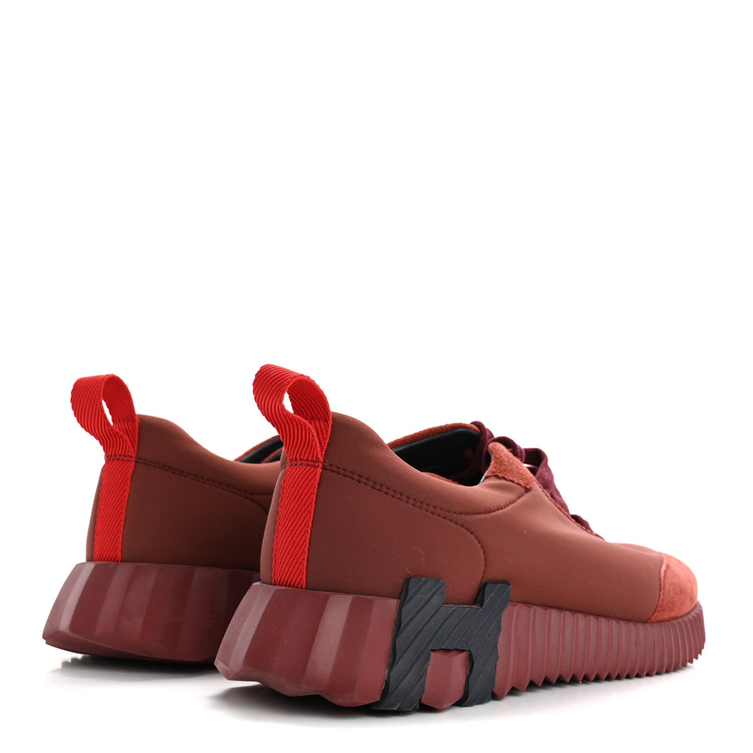 Hermes Parachute Fabric Suede Goatskin Bouncing Sneakers 37.5 Bordeaux 5 of 15