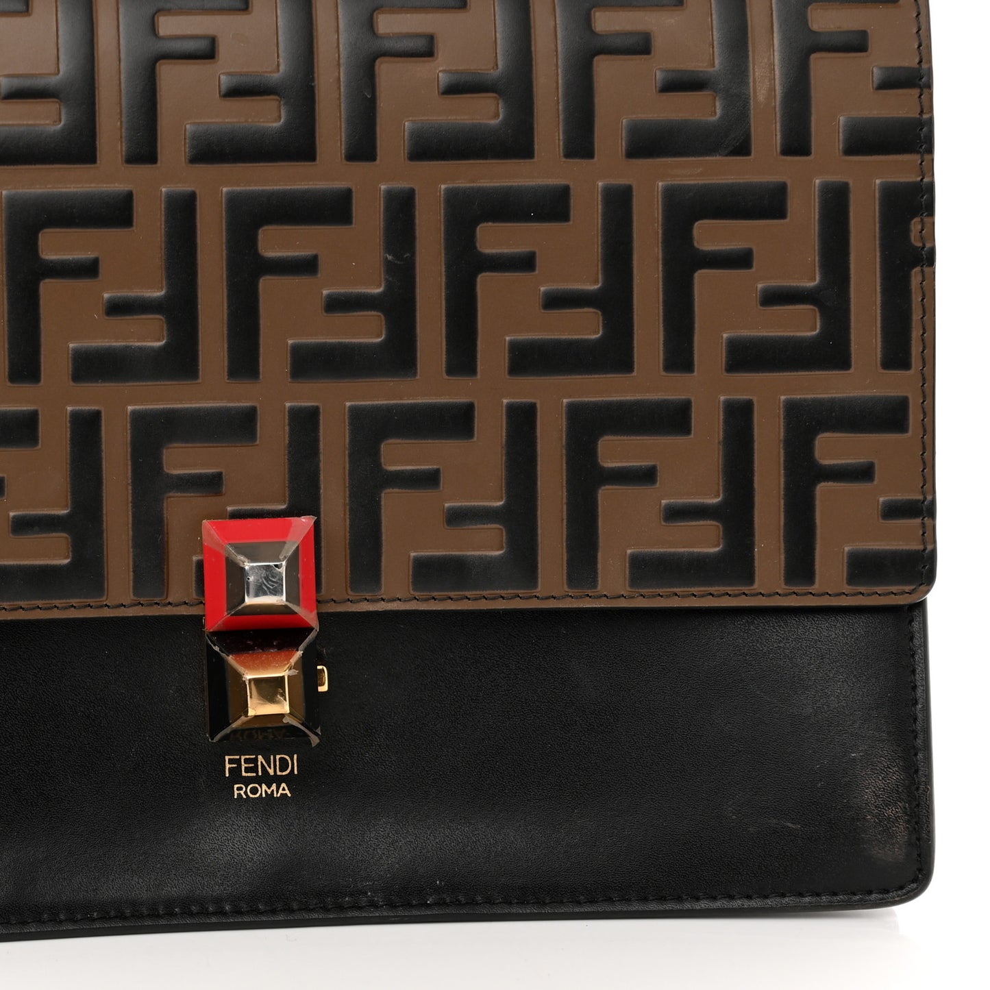 Vitello Liberty Bi-Color FF 1974 Embossed Kan I Shoulder Bag Black Maya