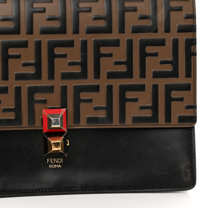 Fendi Vitello Liberty Bi-Color FF 1974 Embossed Kan I Shoulder Bag Black Maya 13 of 13