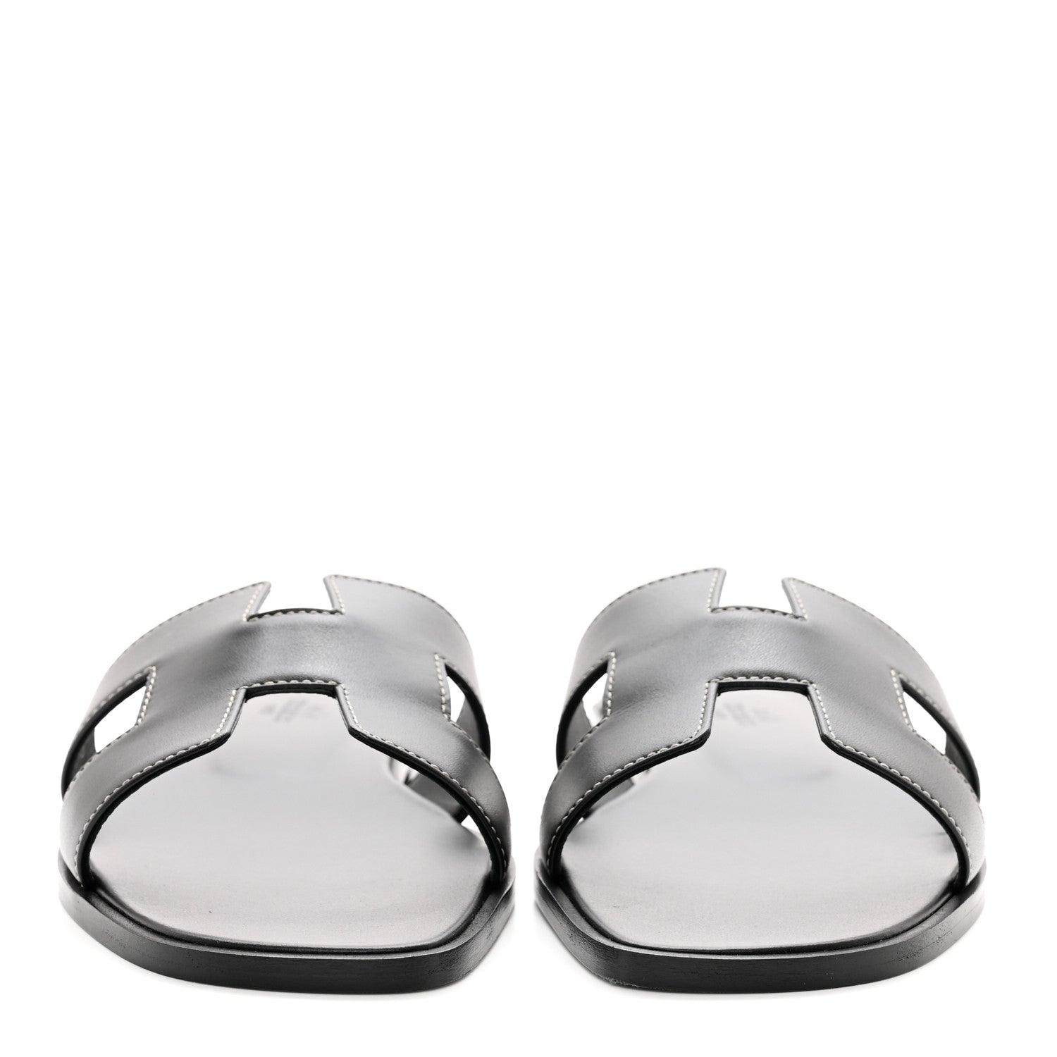 Hermes Box Calfskin Oran Sandals 39 Black 2 of 9