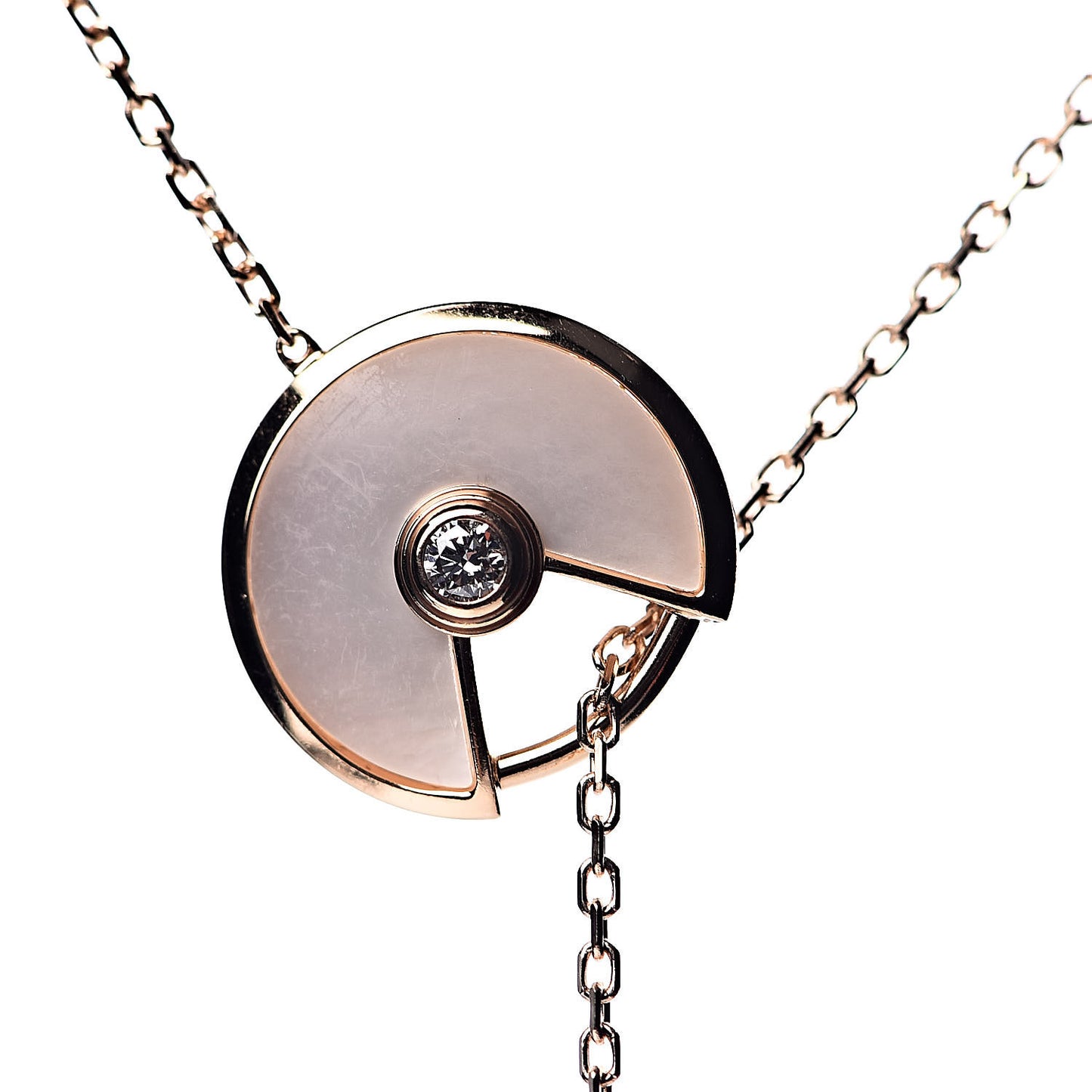 18K Pink Gold Diamond Mother of Pearl Black Onyx XS Amulette de Cartier Necklace