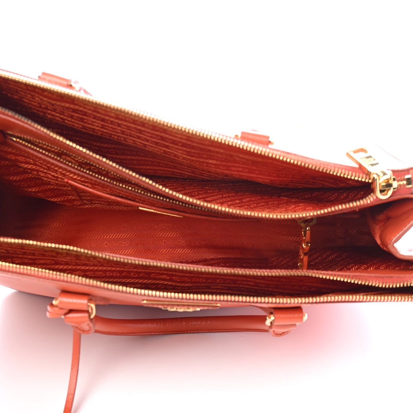 Saffiano Large Galleria Double Zip Tote Papaya
