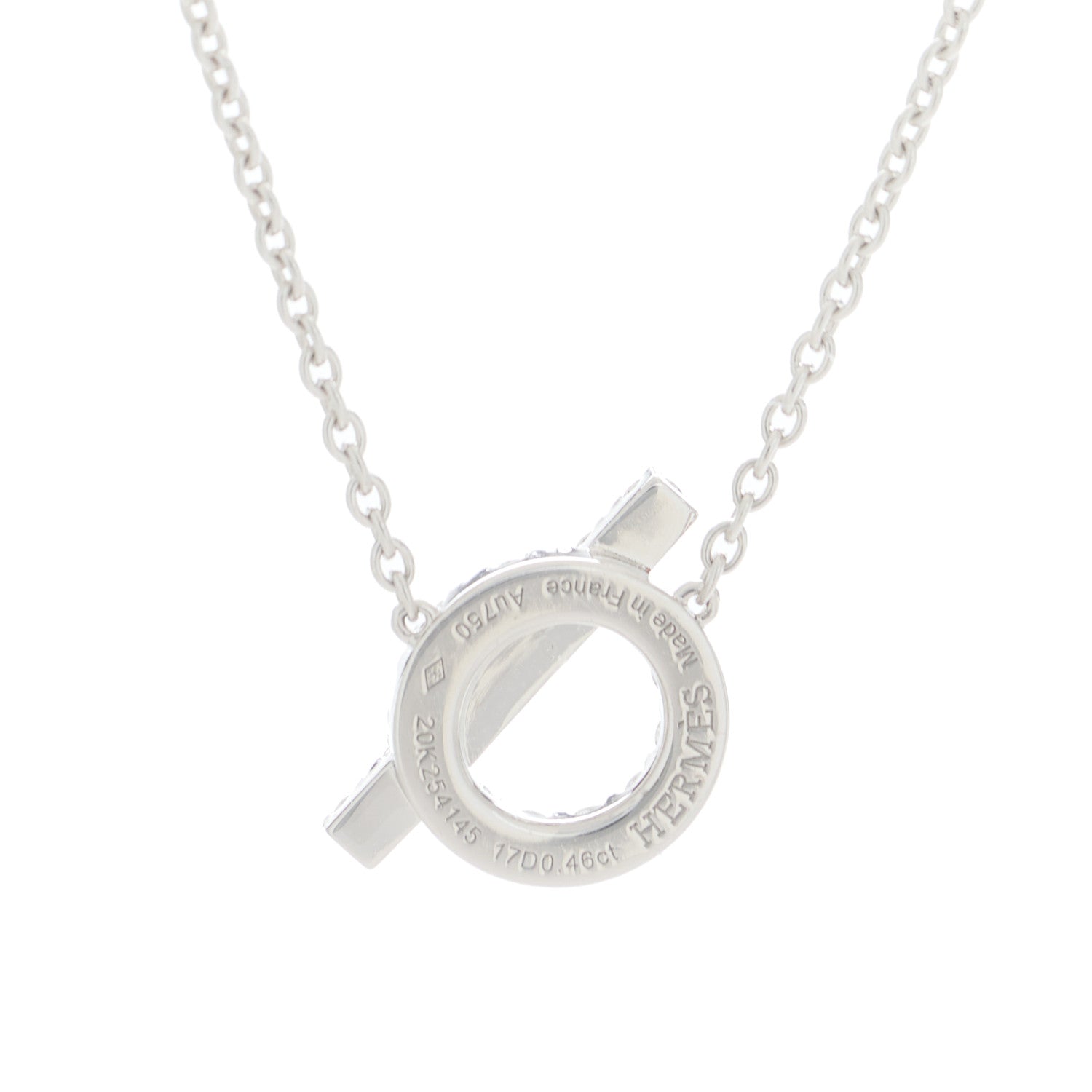 Hermes 18K White Gold Diamond Finesse Pendant Necklace 4 of 5
