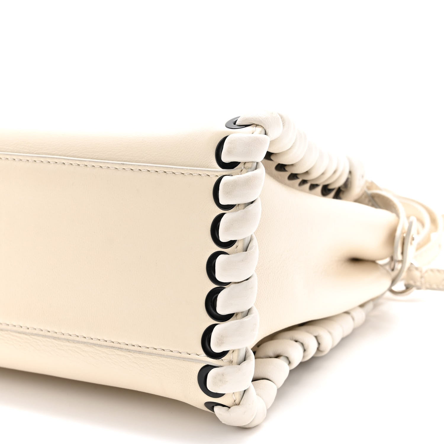 Fendi Nappa Lace Up Mini Peekaboo Iconic Satchel Bianco Carta 10 of 14