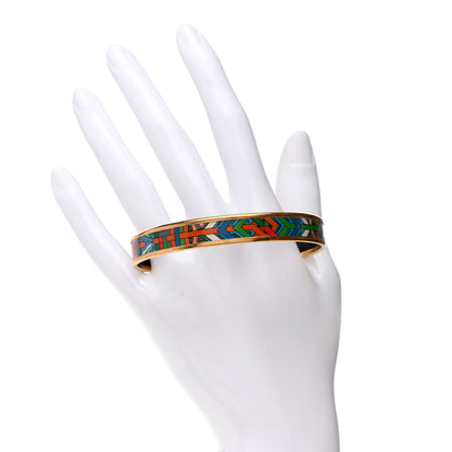 Hermes Enamel Printed Narrow L'Arbre Du Vent Bracelet 62 Folk 2 of 6