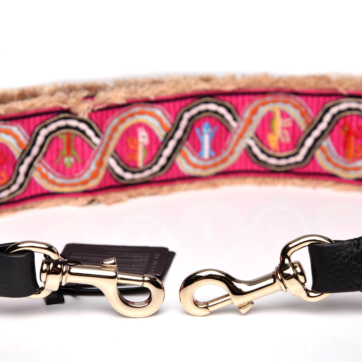 Valentino Garavani Canvas Animal Embroidered Rockstud Guitar Strap Pink 3 of 4