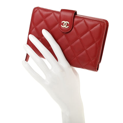 Chanel Lambskin Quilted Zipped Pocket Wallet Red 2 of 16