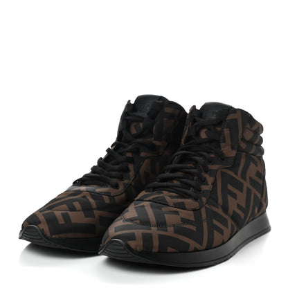 Fendi Nylon FF Reloaded High Top Sneakers 41 Tobacco Black 3 of 8