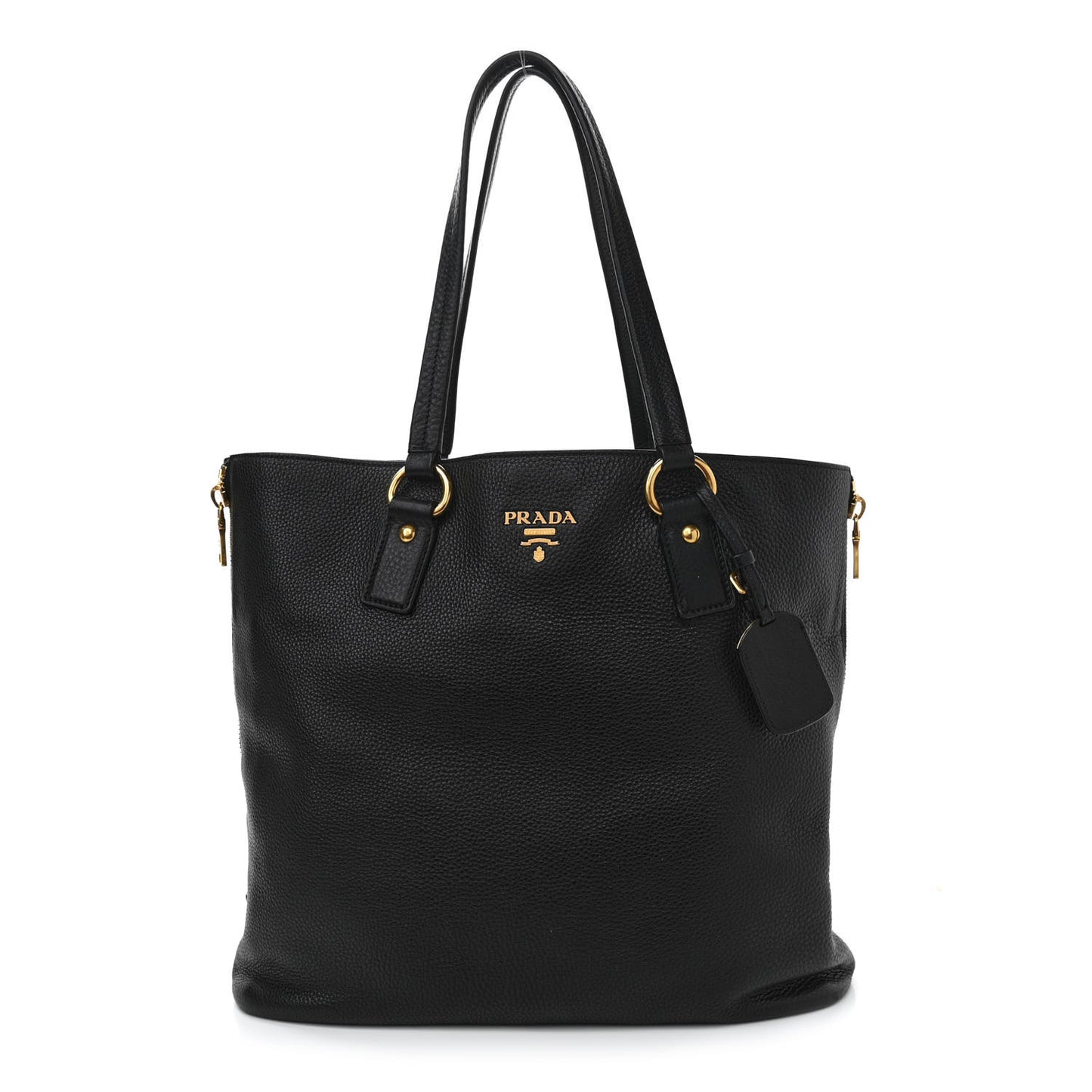 Vitello Daino Side Zip Tote Black