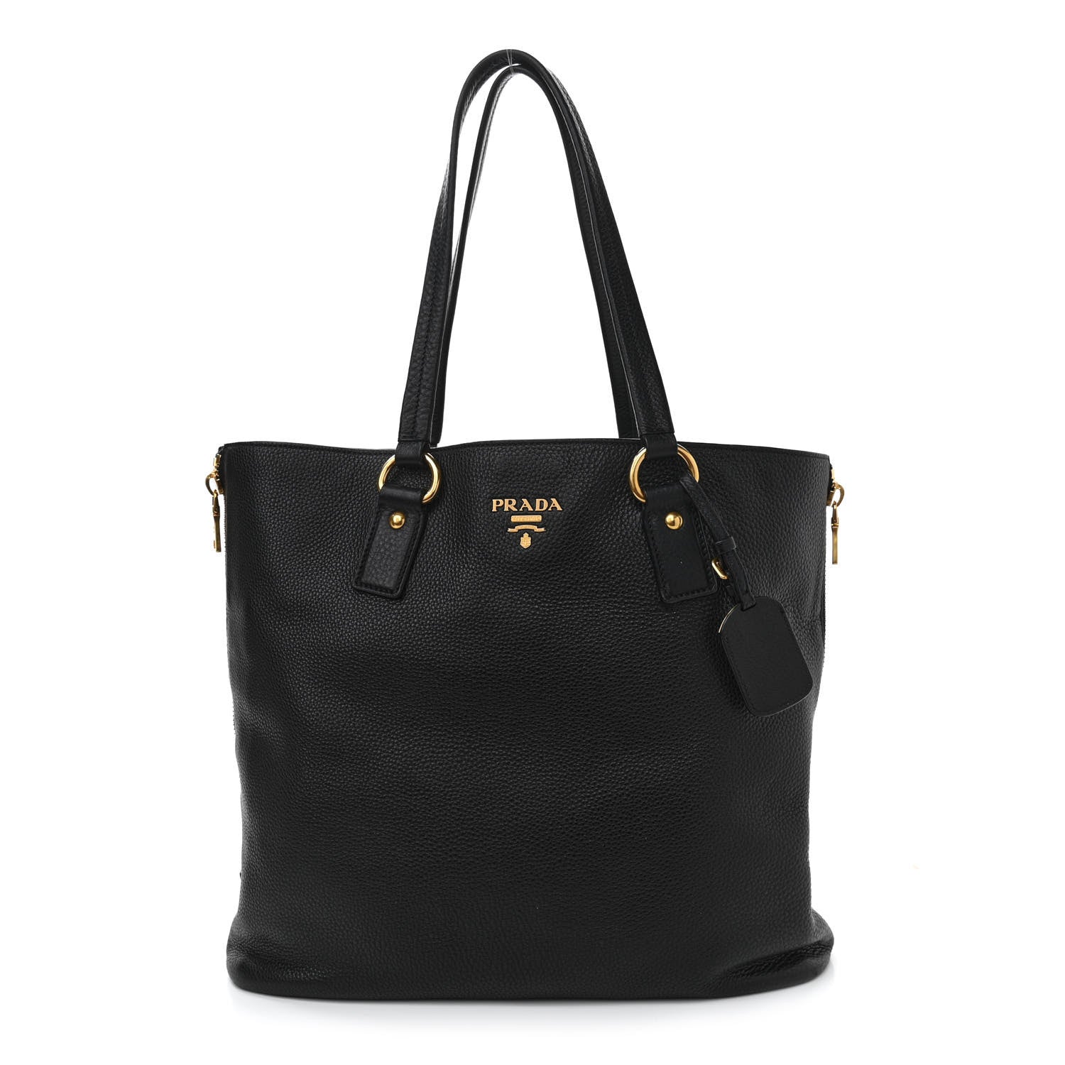 Prada Vitello Daino Side Zip Tote Black 1 of 12