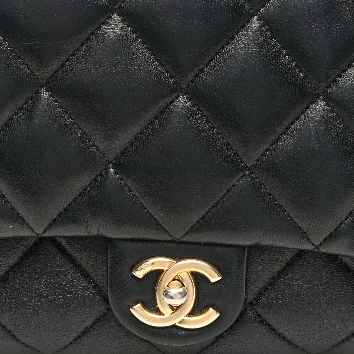 Lambskin Quilted Large CC Funky Town Flap Black