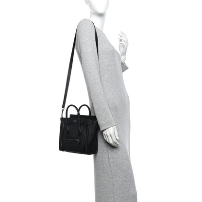 Celine Drummed Calfskin Nano Luggage Black 2 of 12
