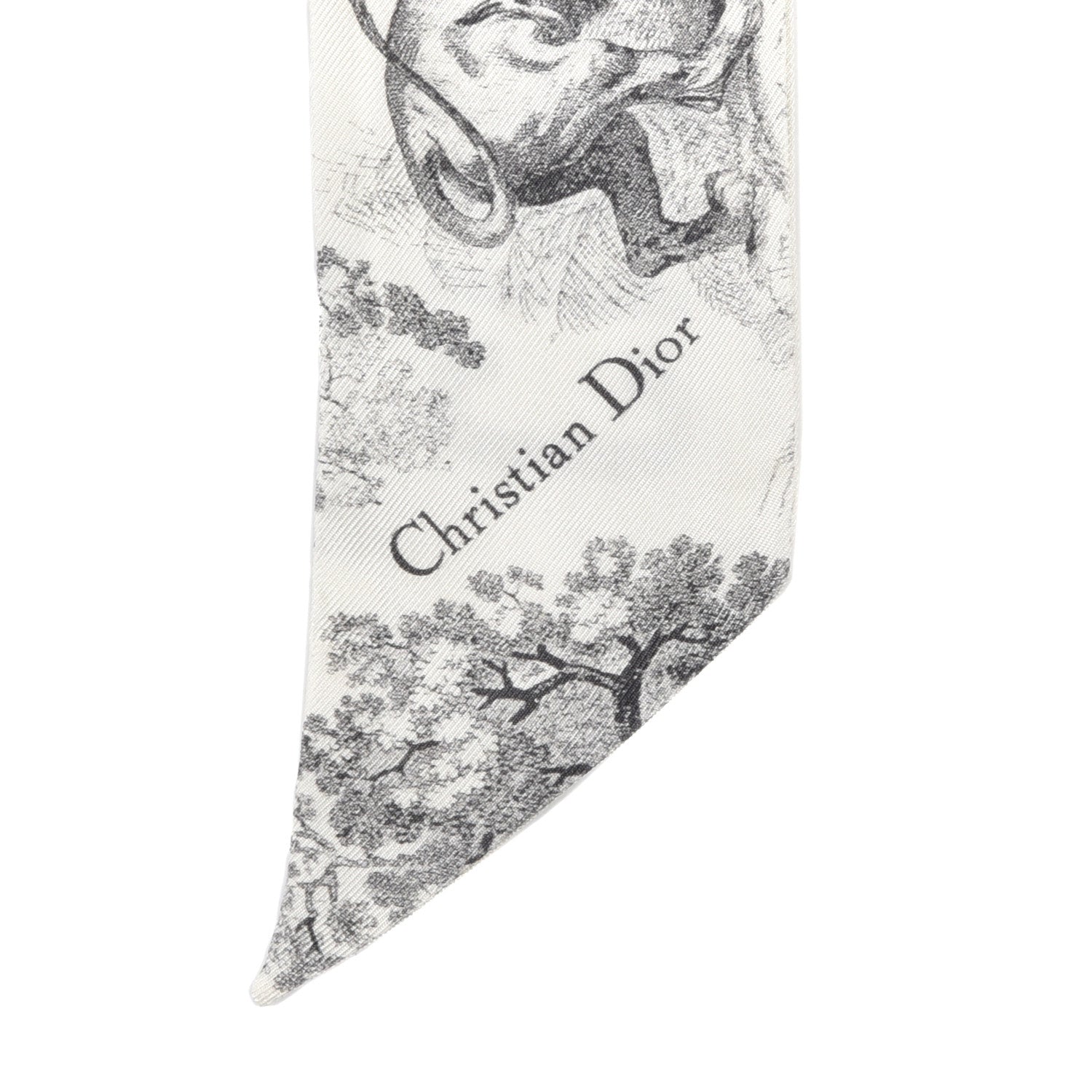 Christian Dior Silk Toile De Jouy Mitzah Scarf White 3 of 4