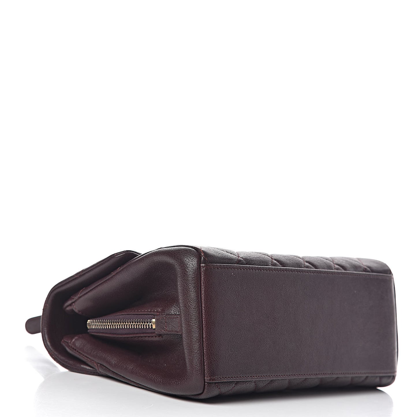 Shiny Sheepskin Quilted Small Trapezio Flap Dark Burgundy