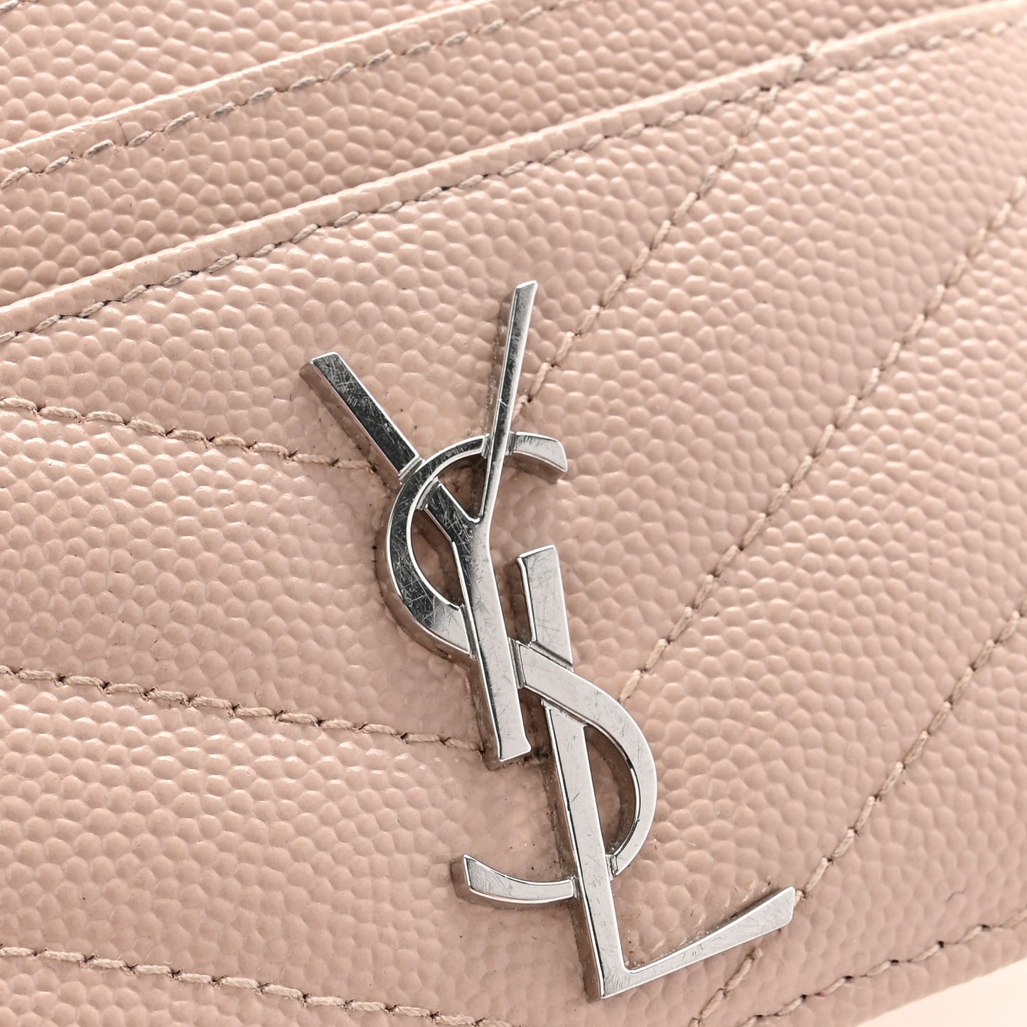 Grain De Poudre Matelasse Chevron Monogram Credit Card Case Pale Pink