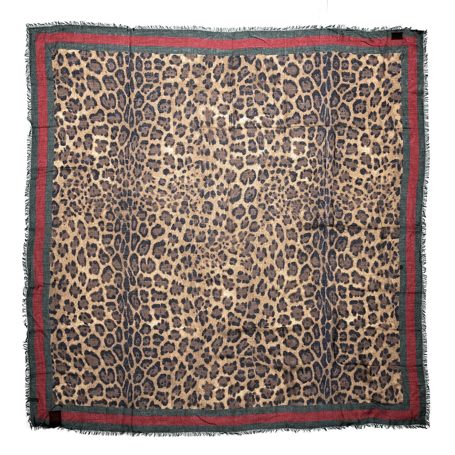 Modal Silk Leopard Print Web Square Scarf