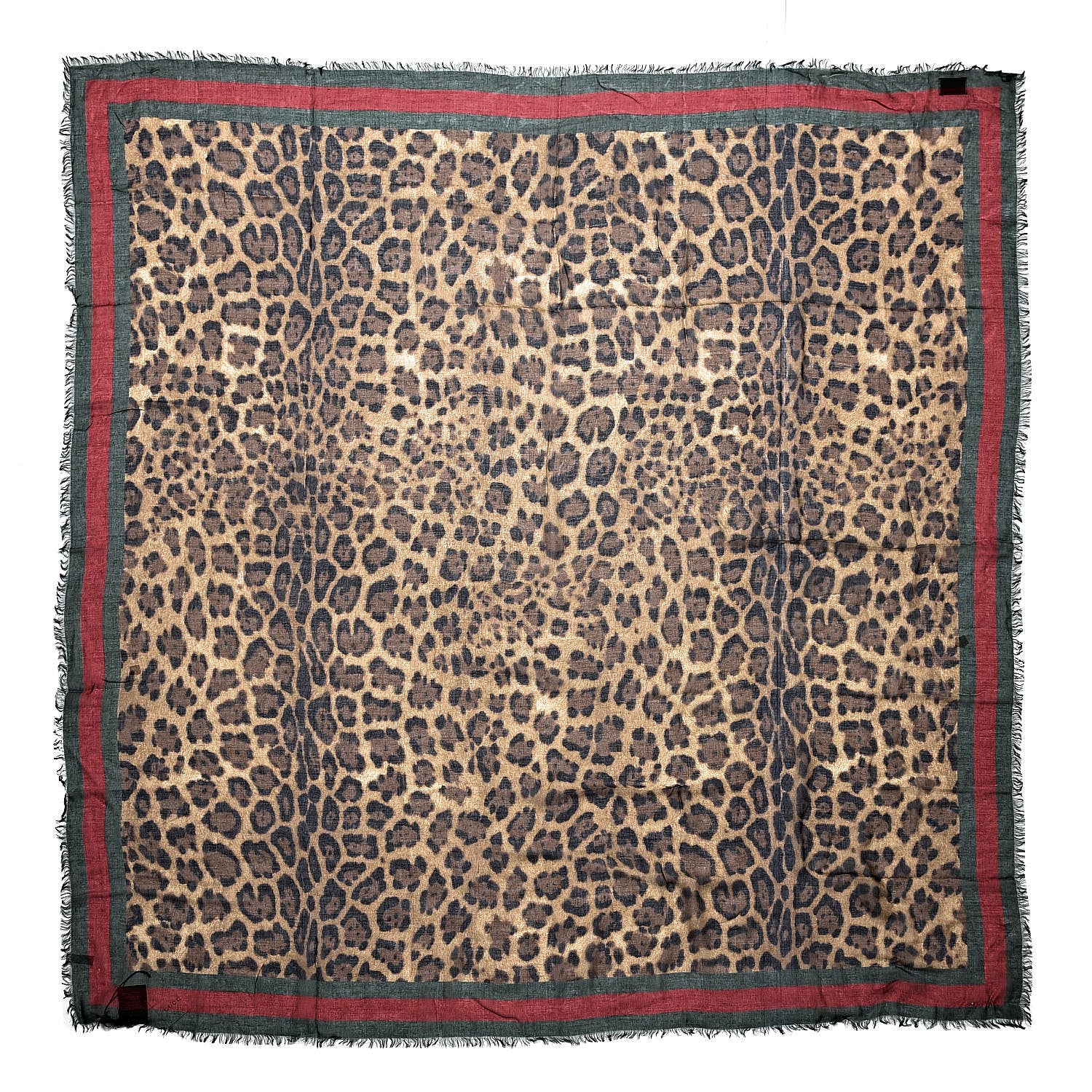 Gucci Modal Silk Leopard Print Web Square Scarf 1 of 5