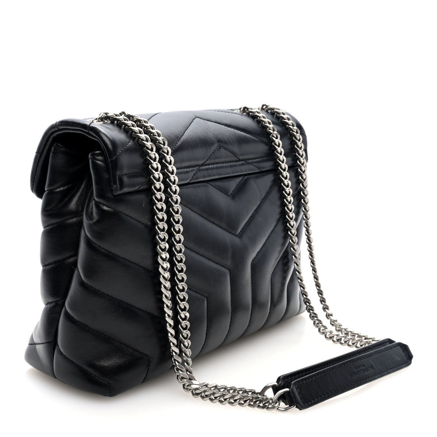 Saint Laurent Calfskin Y Quilted Monogram Small Loulou Chain Satchel Black 3 of 9
