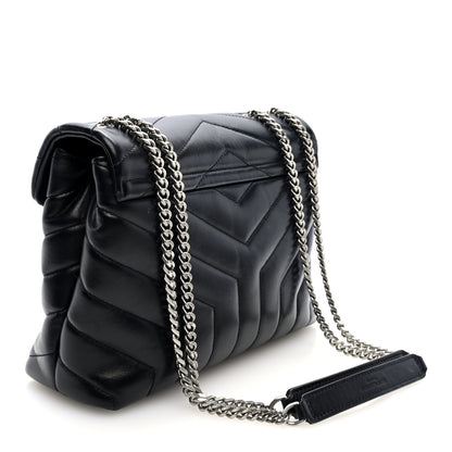 Saint Laurent Calfskin Y Quilted Monogram Small Loulou Chain Satchel Black 3 of 9