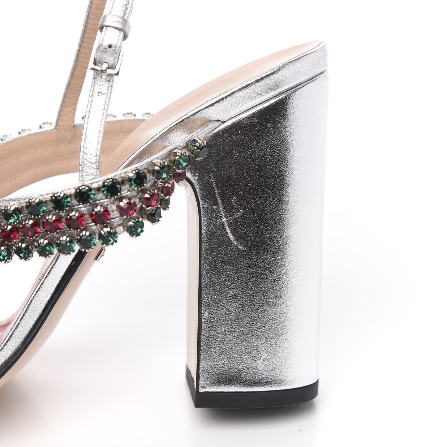 Nappa Silk Crystal Bertie High Heel Sandals 40 Argento