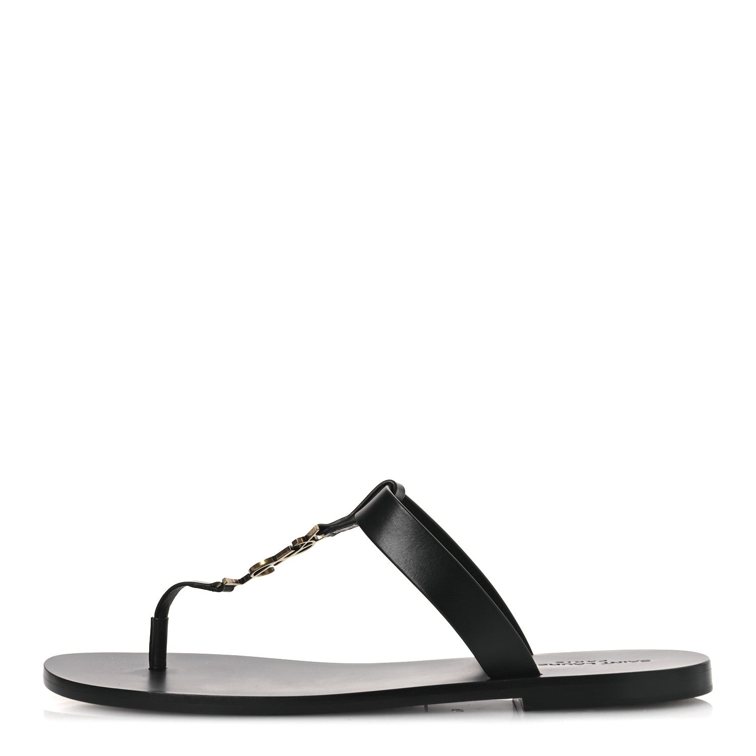 Saint Laurent Calfskin Mens Cassandra Monogram Sandals 45 Black 1 of 11