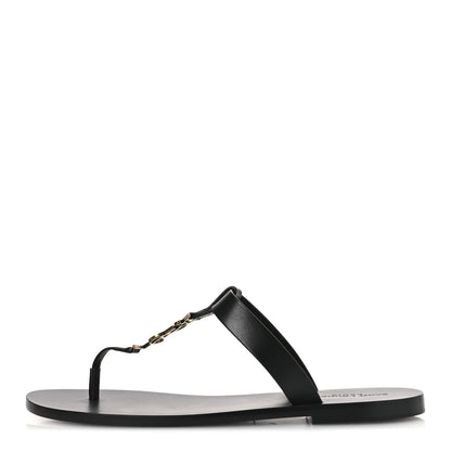 Saint Laurent Calfskin Mens Cassandra Monogram Sandals 45 Black 1 of 11