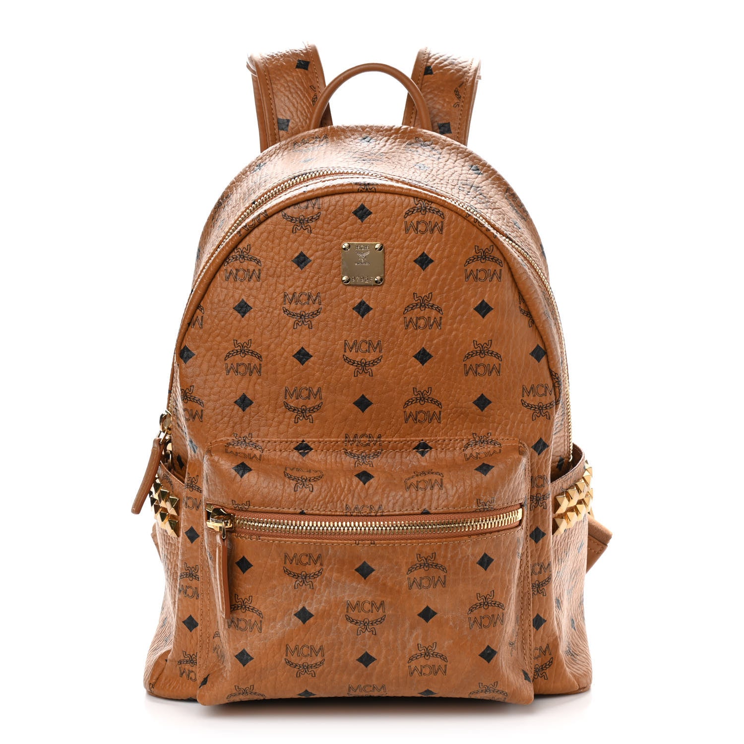 MCM Visetos Small Side Stud Stark Backpack Cognac 1 of 9