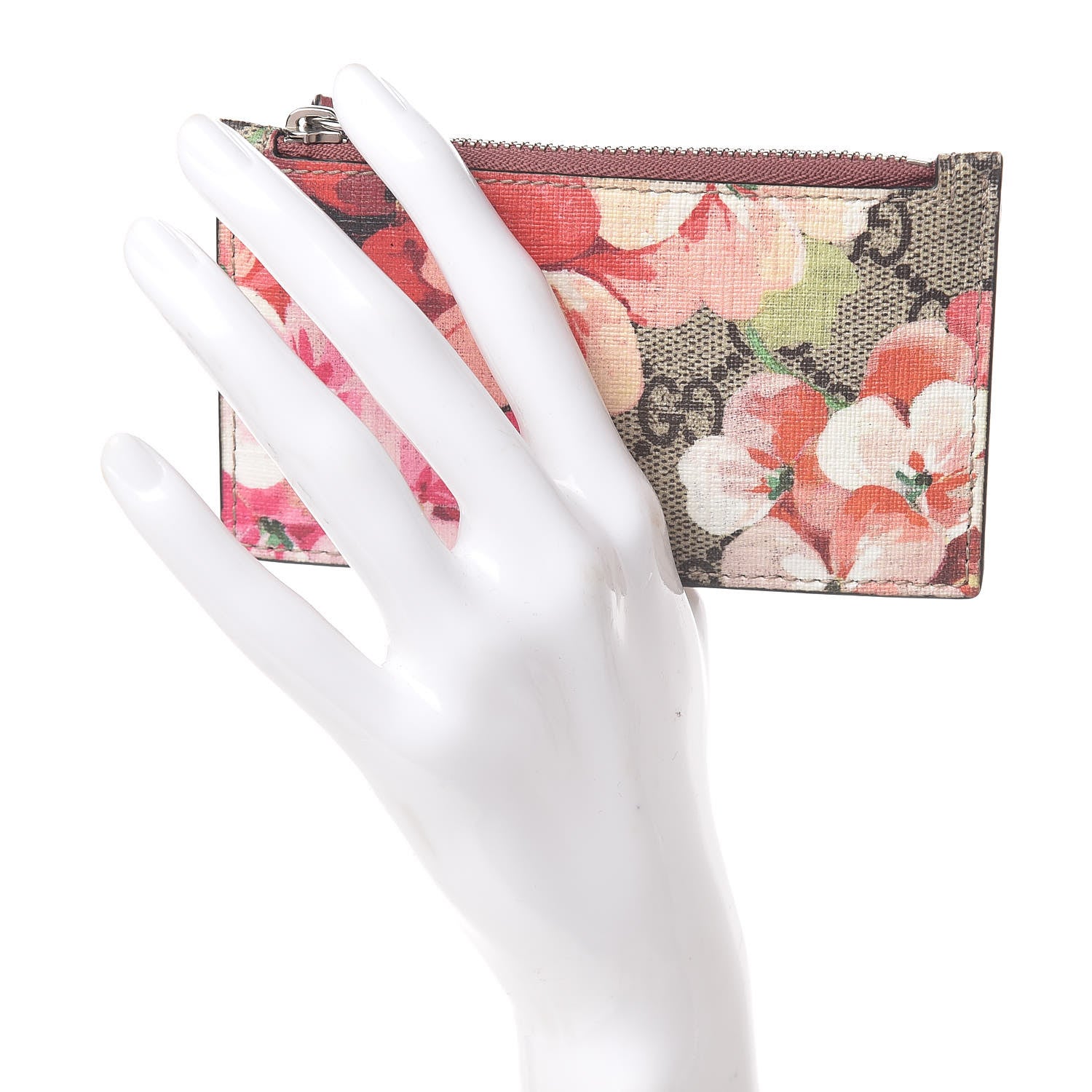 Gucci GG Supreme Monogram Blooms Coin Case Card Holder Beige Multicolor Dry Rose 2 of 8