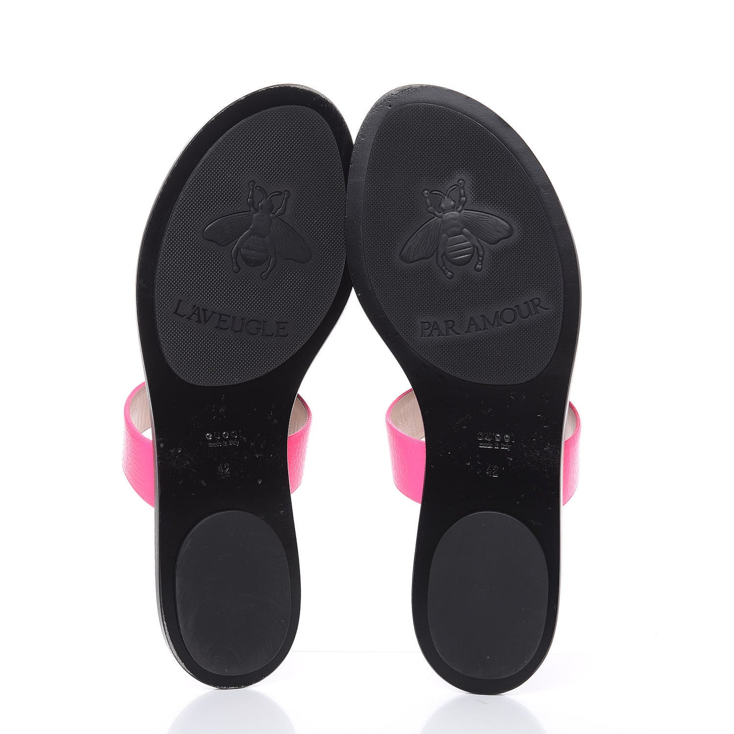 Calfskin GG Marmont Thong Sandals 42 Fuxia Fluo