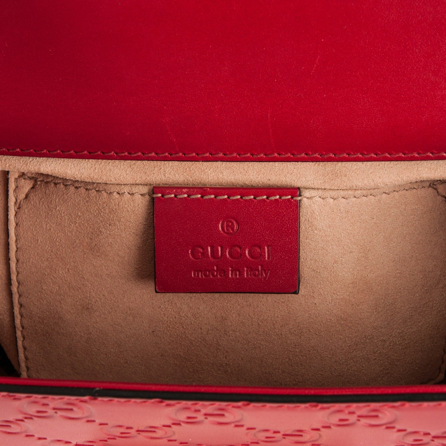Guccissima Small Padlock Shoulder Bag Hibiscus Red