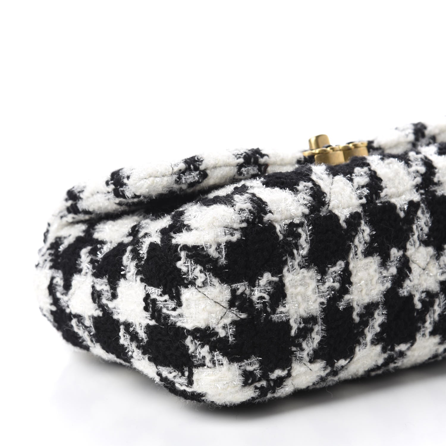Chanel Tweed Quilted Medium 19 Flap Black Ecru White 6 of 10