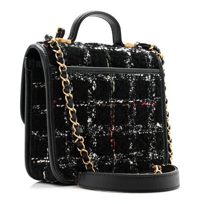 Chanel Tweed Calfskin School Memory Mini Top Handle Flap Black White Red Green Beige 3 of 10