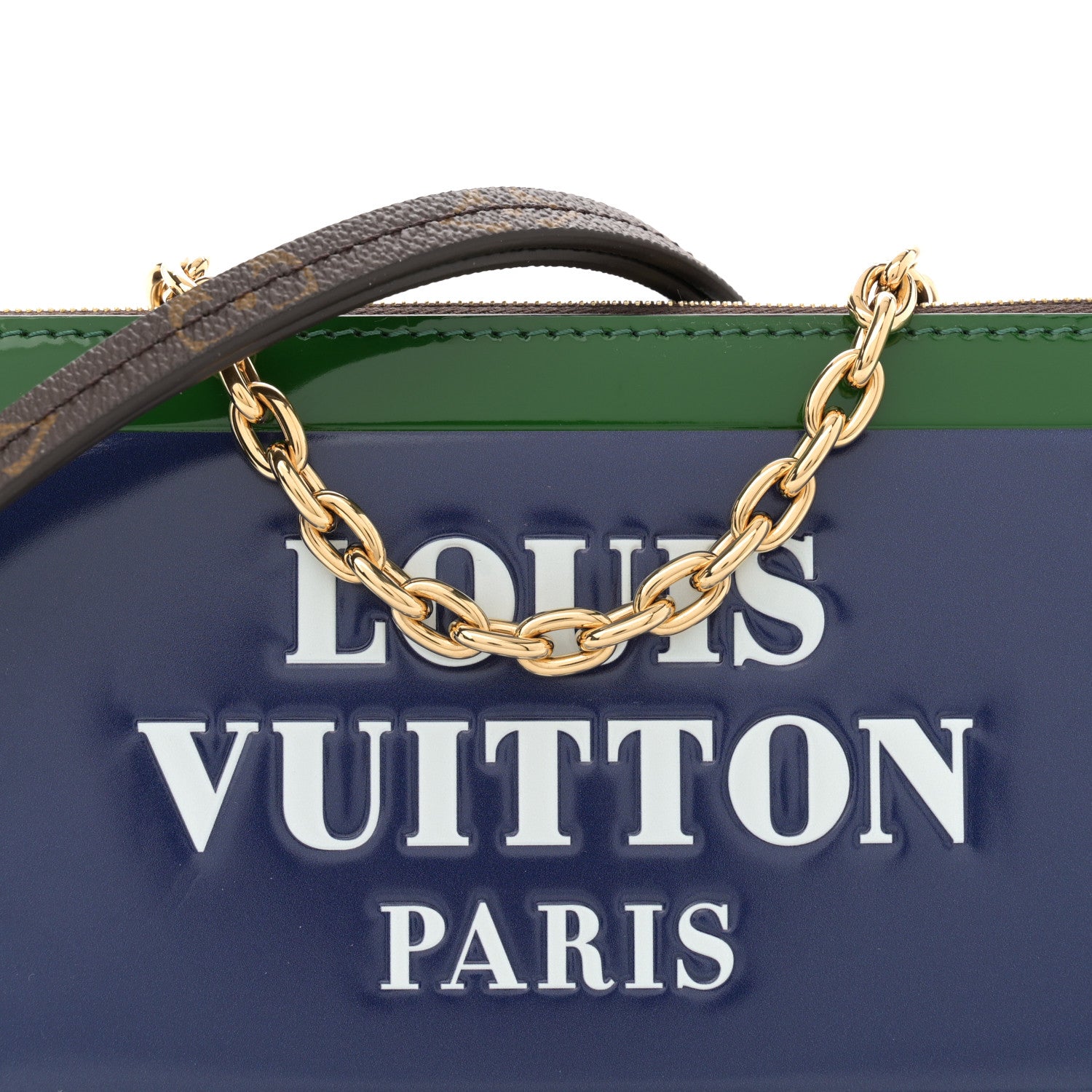 Louis Vuitton Monogram Calfskin Embossed Lexington Pouch Blue Green 7 of 9
