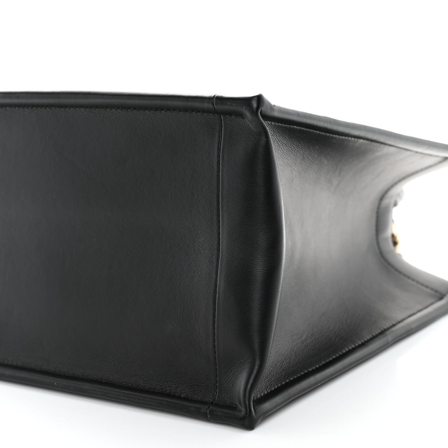 Calfskin Macro Cannage Medium Book Tote Black