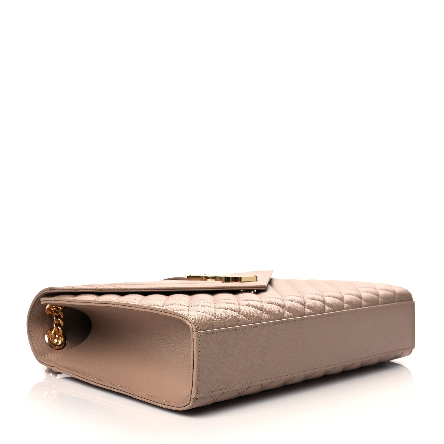 Saint Laurent Grain De Poudre Textured Mixed Matelasse Triquilt Large Monogram Satchel Natural Tan 4 of 10