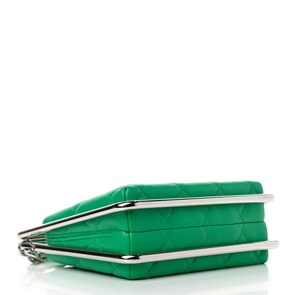 Chanel Quilted Lambskin Metal Bar Clutch Bag Green 3 of 8