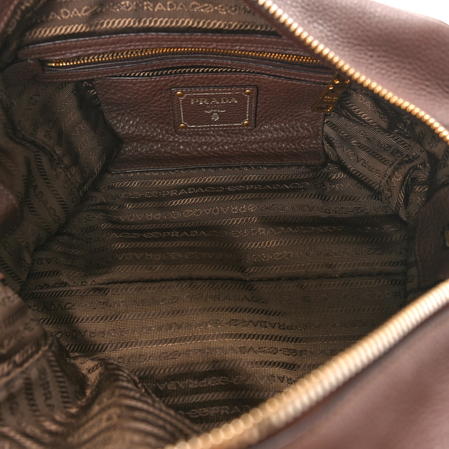 Prada Vitello Daino Shopping Satchel Dark Brown 5 of 13