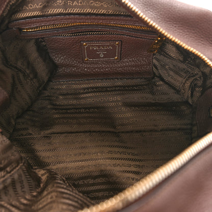 Prada Vitello Daino Shopping Satchel Dark Brown 5 of 13