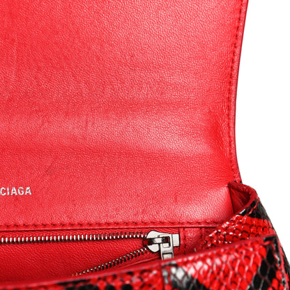 Balenciaga Shiny Calfskin Python Effect Small Hourglass Top Handle Bag Red 14 of 14