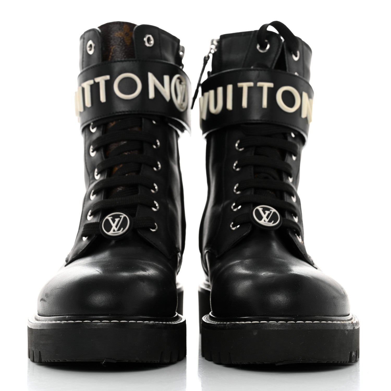 Louis Vuitton Calfskin Territory Flat Ranger Boots 37.5 Black 2 of 8