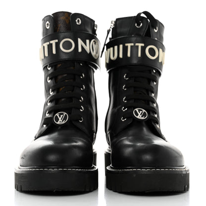 Louis Vuitton Calfskin Territory Flat Ranger Boots 37.5 Black 2 of 8