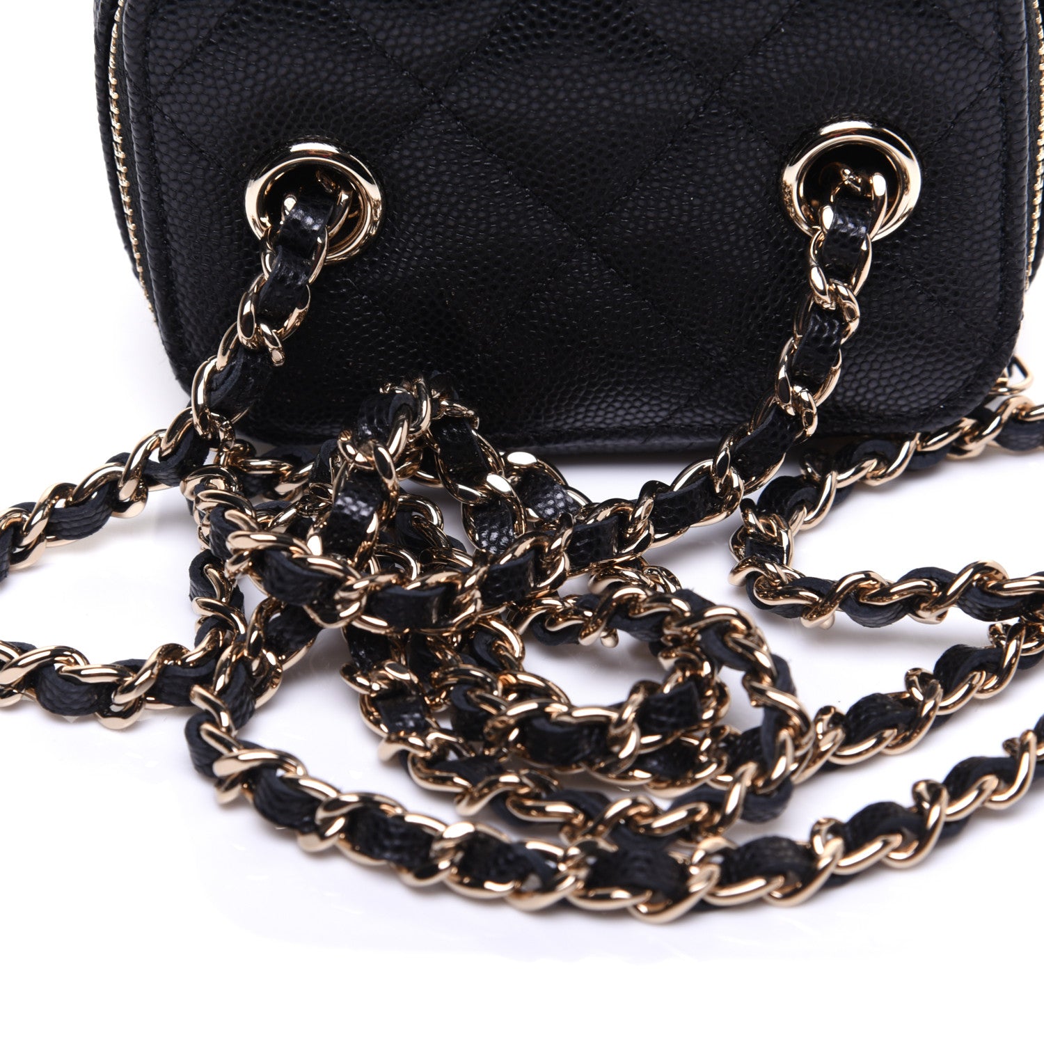 Chanel Caviar Quilted Mini Vanity Case With Chain Black 9 of 10